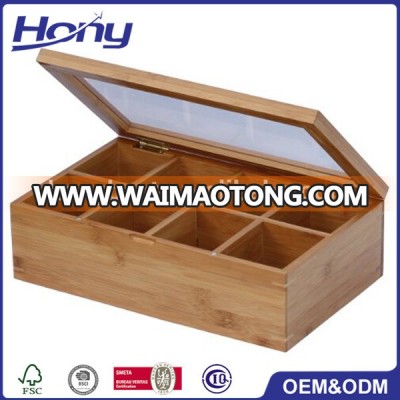 Wooden Cheese Cake Box Dessert Storage Box with Glass Top Window